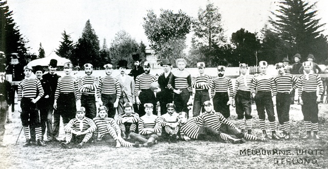 Geelong Football Club Team, circa 1877. Courtesy GFC).